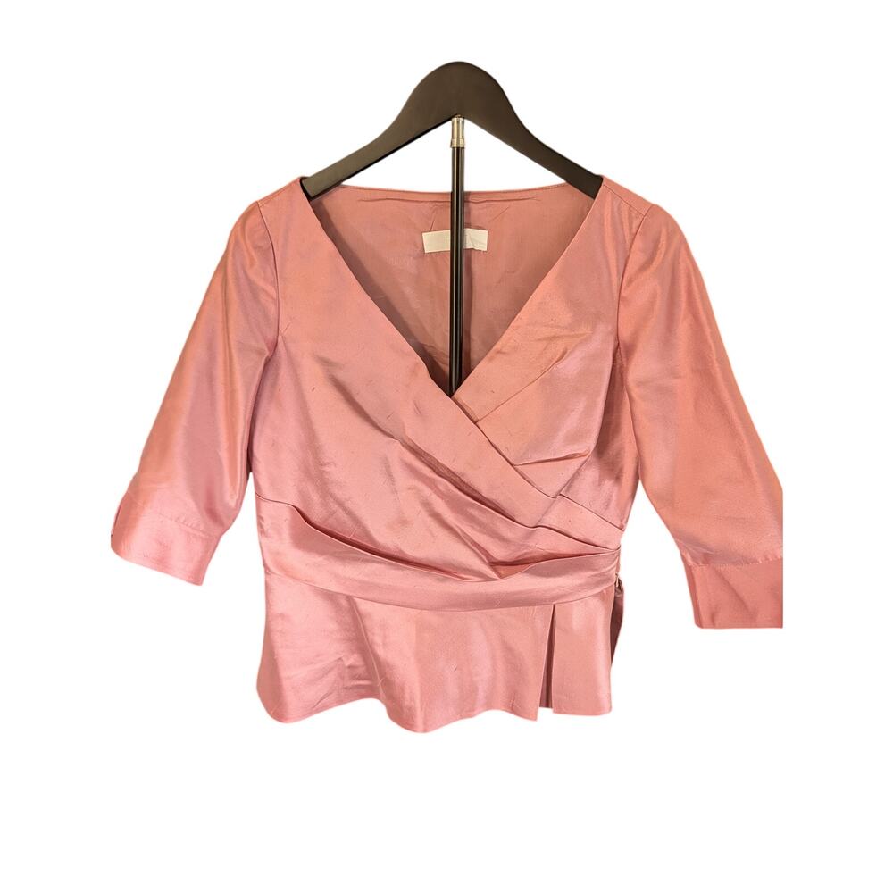 Designer Siri Pink Satin 2 Piece Skirt Suit Set Size 10 Mother of the Bride